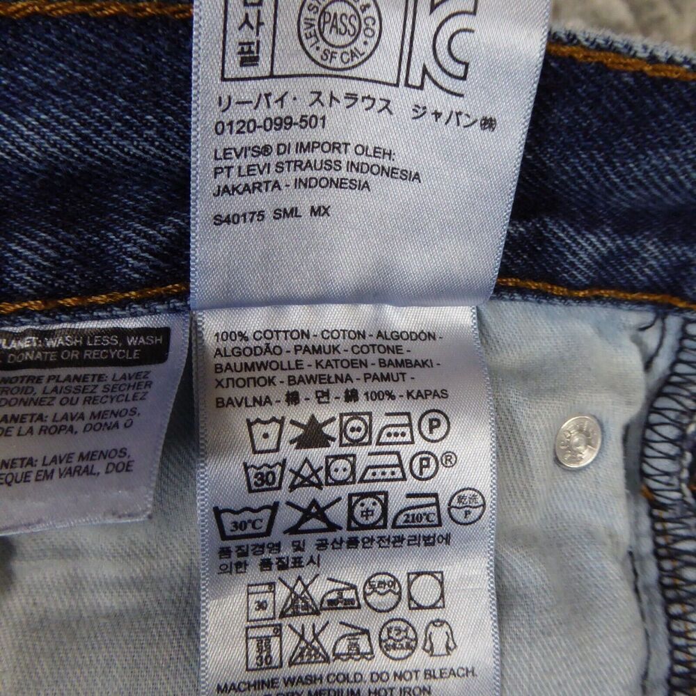Levis 505 Jeans Mens 33x30 Blue Solid Denim Straight Distressed Workwear Adult - Picture 13 of 16